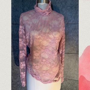 Lace Turtleneck Top
